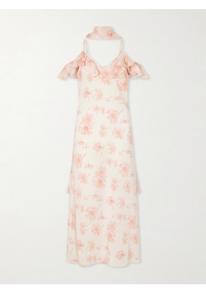Rodarte - Daisy Ruffled Floral-print Silk Chiffon Midi Dress - Pink - US0,US2,US4,US6,US8,US10