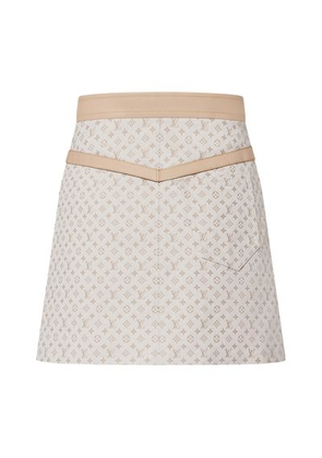 Leather Accent Mini Monogram Skirt