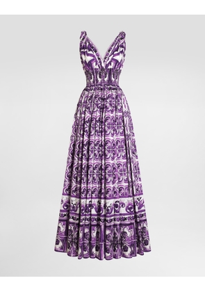 Dolce & Gabbana Majolica-print Poplin Dress - Woman Dresses Multicolor 46
