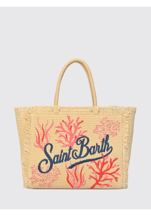 MC2 SAINT BARTH Liliane Raffia Handbag with Embroidered Logo