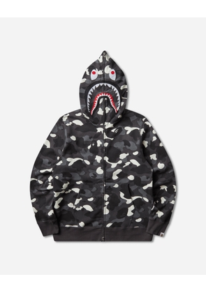 Men s City Camo Shark Regular Fit Full Zip Hoodie Black