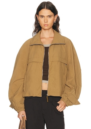 Acne Studios Odill Peach Nylon Jacket in Dark Khaki - Brown. Size 36 (also in 34, 38, 40, 42).