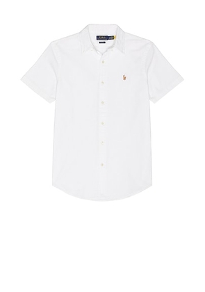 Polo Ralph Lauren Short Sleeve Chambray Sport Shirt in White - White. Size M (also in S, XL/1X).