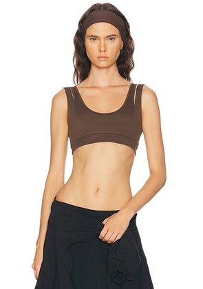 NikeSKIMS Matte Double Strap Scoop Bra in Dark Sepia - Chocolate. Size L (also in XS, S, M, XL).