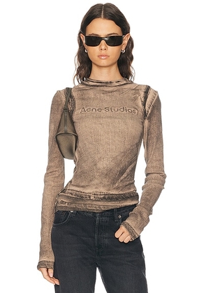 Acne Studios Elga Double Garment Print T-Shirt in Pumpkin Orange - Grey. Size L (also in XS, S, M).