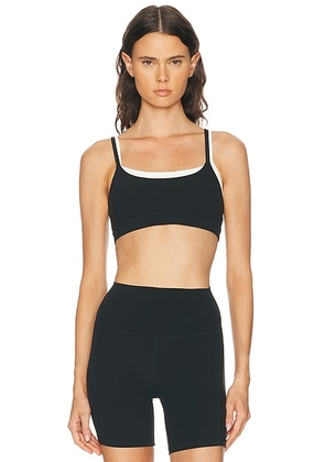Splits59 Elliah Airweight Double Layer Bra in Black & White - Black & White. Size L (also in S, XS, M).