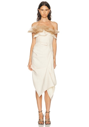 KHAITE Salm Dress in Cream - Cream. Size 0 (also in ).