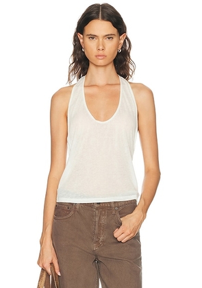 EB Denim Valley Sheer Racer Tank Top in White - White. Size S (also in M, L).