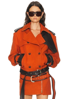 LaQuan Smith Double Breasted Cropped Coat in Burnt Orange - Burnt Orange. Size M (also in ).
