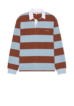After Pray Stripe Jersey Rugby Shirt in Sky Blue - Blue. Size L (also in ).