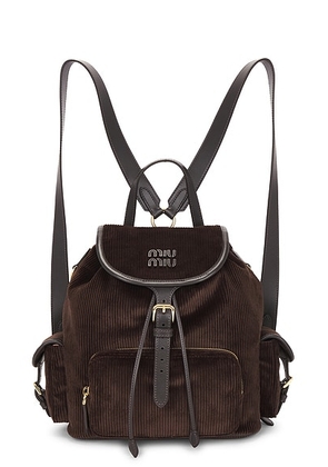 Miu Miu Velluto Righe Backpack in Ebano - Brown. Size all.