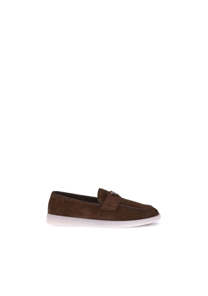 Prada Brown Calf Leather Bos Taurus Slip-On Loafers - EU41/US8