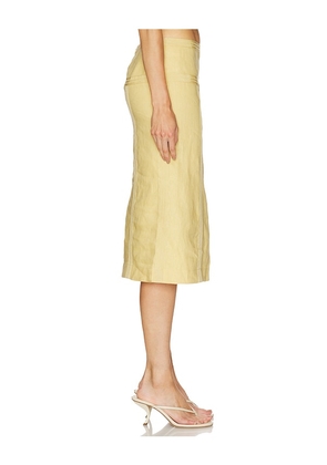 Camila Coelho Cassia Midi Skirt in Yellow. Size L. Also in S, M, XL.