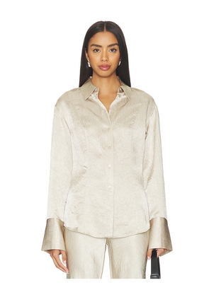 EAVES Freda Slim Shirt in Metallic Neutral. Size L. Also in XS, XXS, S, M, XL.