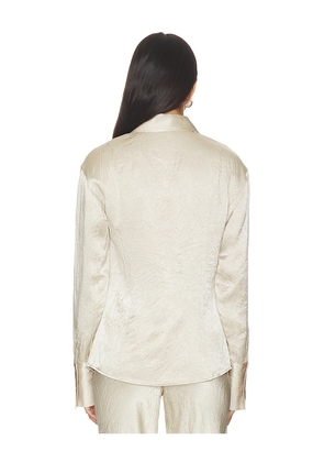 EAVES Freda Slim Shirt in Metallic Neutral. Size L. Also in XS, S, M.