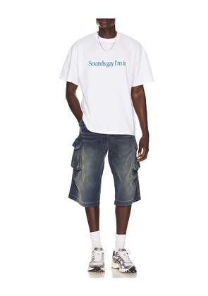Carne Bollente Simply Sounds Gay Tee in White. Size L. Also in S, M, XL/1X.