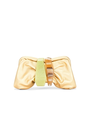 Cult Gaia Julita Clutch in Metallic Gold.