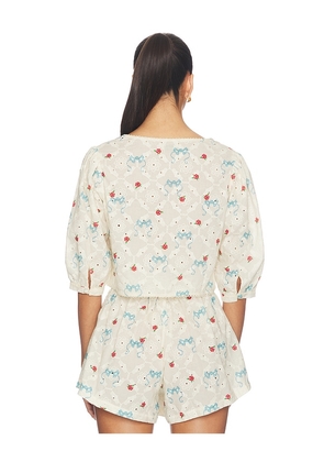 Agua Bendita Salem Print Cherish Top in White. Size L. Also in M.