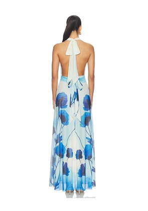 Especia Micelia Long Dress in Blue. Size L. Also in M, S, XL, XS.