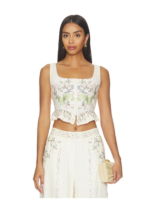 Agua by Agua Bendita Eslabon Anhelo Top in Cream. Size L. Also in M, S, XL, XS.