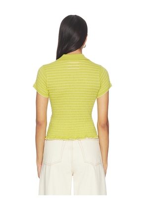 Guest In Residence Smocked Shrunken Polo in Green. Size L. Also in S, XS, M.