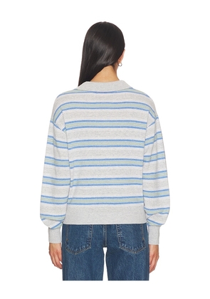 Guest In Residence Collegiate Stripe Polo in Light Grey,Blue. Size L. Also in S, XS, M.