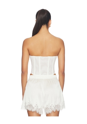 fleur du mal Elar Emrboidery Corset Top in Ivory. Size L. Also in XS, S, M.