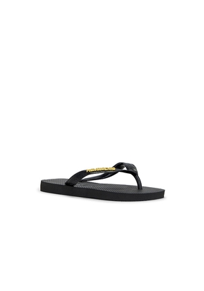 Havaianas Top Logo Metallic Sandal in Black. Size 35/36. Also in 37/38, 39/40, 41/42.