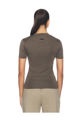 Fear of God ESSENTIALS Fitted Short Sleeve Tee in Brown. Size L. Also in XS, S, M, XL.