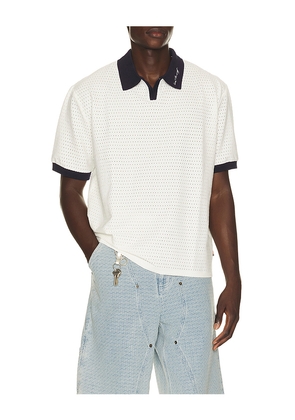 Honor The Gift Pique Colorblock Polo in Cream. Size L. Also in S, M, XL/1X, XXL/2X.
