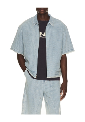 Honor The Gift Vintage Indigo Zip Front Short Sleeve in Blue. Size L. Also in S, XL/1X, XXL/2X.