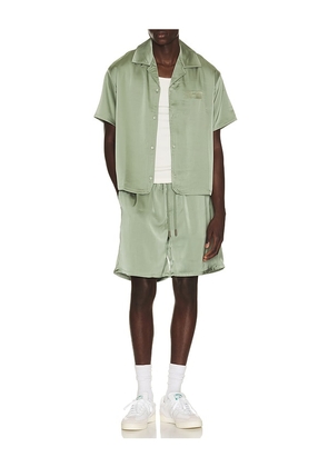 Honor The Gift Satin Drawcord 7 Shorts in Green. Size L. Also in S, XL/1X, XXL/2X.