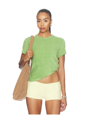 FRAME The Terry Baby Tee in Green. Size L. Also in M, S, XS.