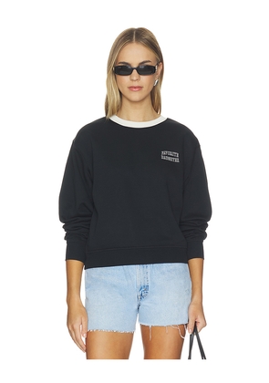 Favorite Daughter The Collegiate Chest Classic Sweatshirt in Black & White. Size L. Also in M, S, XL, XS.