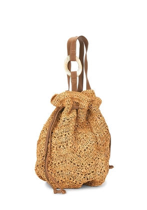 florabella Antilles Crochet Raffia And Leather Tote Bag in Tan.