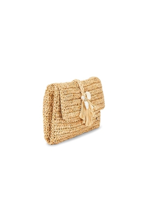 florabella Chastanet Crochet Raffia Clutch in Neutral.