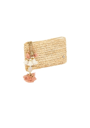 florabella Alegre Crochet Raffia Clutch in Neutral.