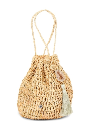 florabella Stintino Hand Crochet Raffia Wristlet in Neutral.