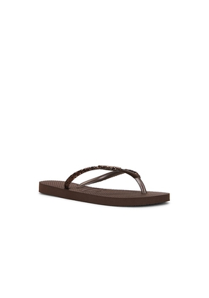 Havaianas Slim Glitter II Sandal in Chocolate. Size 35/36. Also in 41/42.