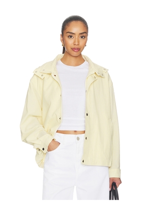 FRAME The Seersucker Track Jacket in Yellow. Size L. Also in M, S, XS.