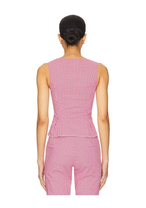 MORE TO COME Drea Peplum Top in Red. Size L. Also in M, S, XS, XXS.