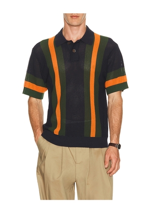 Obey Seth Knitted Polo in Navy,Orange. Size L. Also in M, S, XL/1X.