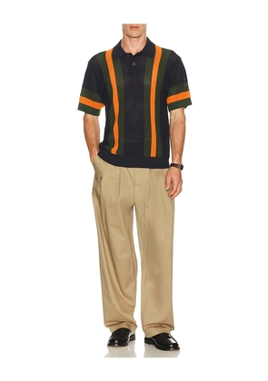 Obey Seth Knitted Polo in Navy,Orange. Size L. Also in M, S, XL/1X.