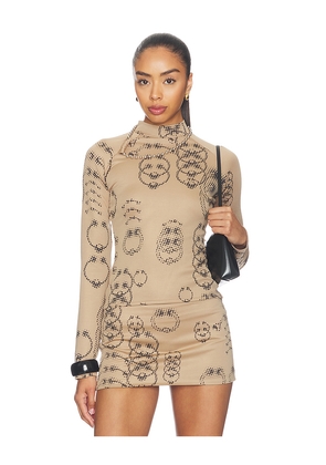 LADO BOKUCHAVA Piercer Turtleneck Top in Beige. Size M. Also in S, XS.