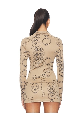 LADO BOKUCHAVA Piercer Turtleneck Top in Beige. Size M. Also in XS, S.