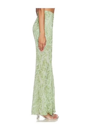 LA FUORI Mistleaf Ruffle Printed Pant in Green. Size L. Also in XS, S, M.