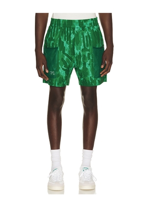 Malbon x Golf & Bass Club Mesh Basket Pocket Short in Green. Size L. Also in S, M, XL/1X.
