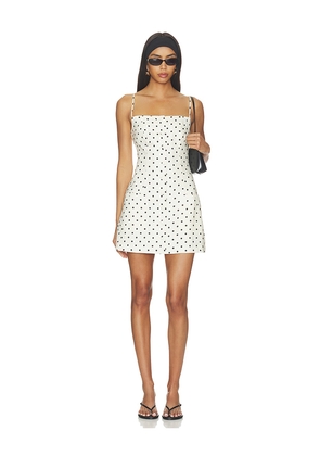 MAJORELLE Tori Linen Mini Dress in Black & White. Size L. Also in XXS, XS, S.