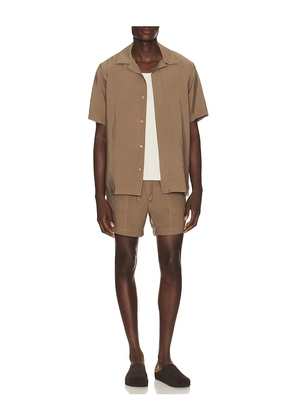 NN07 Hank Short Sleeve Shirt 5971 in Brown. Size M. Also in S, XXL/2X.