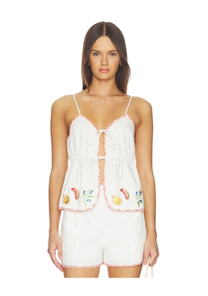 MINKPINK Santorini Embriodered Cami in White. Size L. Also in S, XS, M, XL.